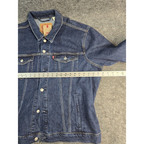 Levi’s Jean Jacket Trucker Men XXL Blue Dark Wash Cotton Stretch - Picture 8 of 8